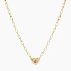 18K Gold Plated Amethyst Heart Birthstone Necklace